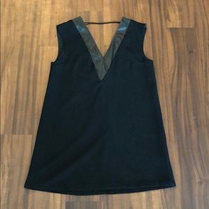 Olivaceous Vegan Leather Deep V Dress